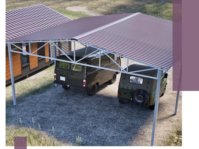 Двускатные навесы под ключ в Новочеркасске — изготовление и монтаж